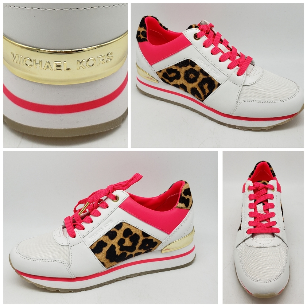 Michael Kors Billie Trainer Neon Pink White Cheeta